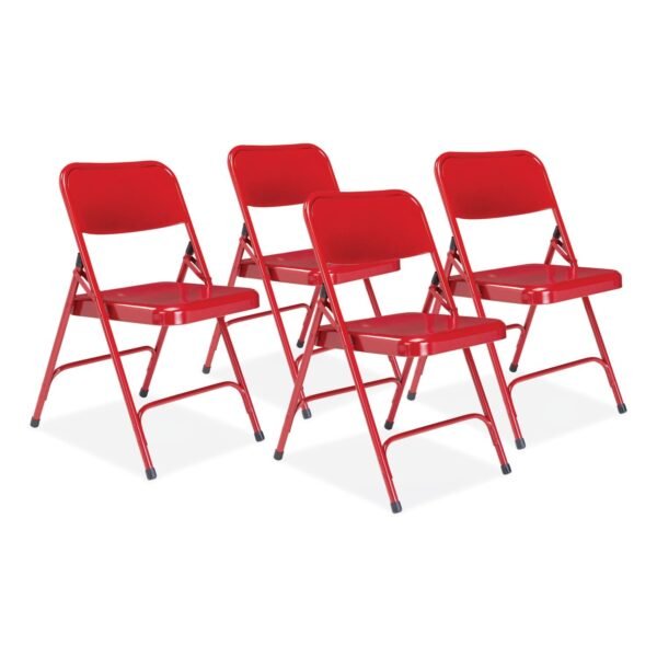 NPS 200 Series Premium All-Steel Double Hinge Folding Chair, Supports Up to 500 lb, 17.25" Seat Height, Red, 4/Carton (240)