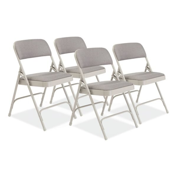 NPS 2200 Series Fabric Dual-Hinge Premium Folding Chair, Supports 500 lb, Greystone Seat, Greystone Back, Gray Base, 4/Carton (2202)