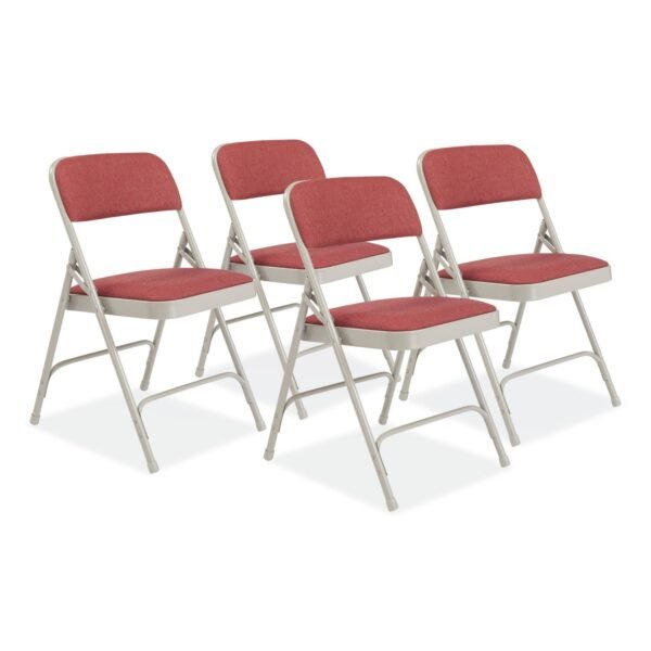 NPS 2200 Series Fabric Dual-Hinge Premium Folding Chair, Supports Up to 500 lb, Cabernet Seat, Cabernet Back, Gray Base, 4/Carton (2208)