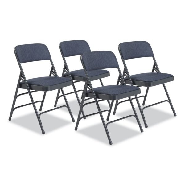 NPS 2300 Series Deluxe Fabric Upholstered Triple Brace Folding Chair, Supports Up to 500 lb, Imperial Blue, 4/Carton (2304)