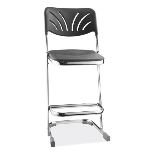 NPS 6600 Series Elephant Z-Stool With Backrest, Supports Up to 500 lb, 24" Seat Heightt, Black Seat, Black Back, Chrome Frame (6624B)