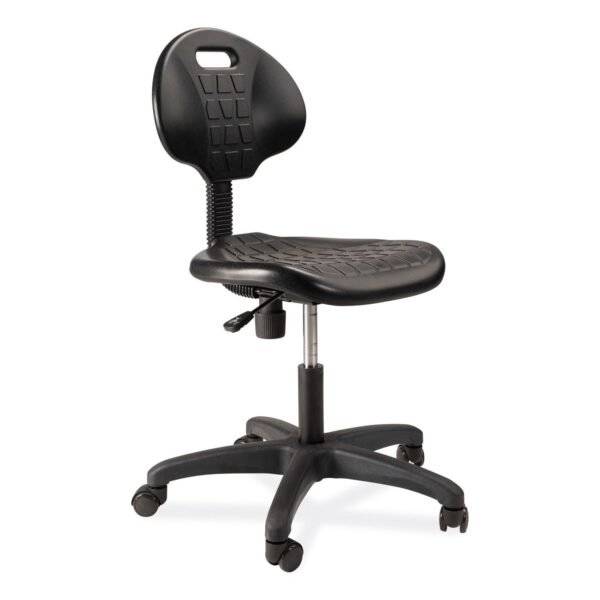 NPS 6700 Series Polyurethane Adj Height Task Chair, Supports 300 lb, 16" to 21" Seat Height, Black Seat, Black Back, Black Base (6716HB)