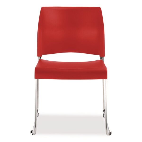 NPS 8800 Series Cafetorium Plastic Stack Chair, Supports Up to 500 lb, 18" Seat Height, Red Seat, Red Back, Chrome Base, 4/Carton (881711174)