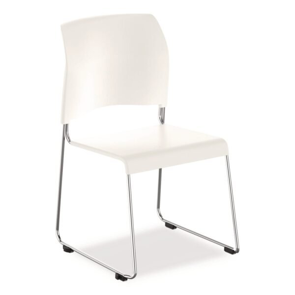 NPS 8800 Series Cafetorium Plastic Stack Chair, Supports Up to 500 lb, 18" Seat Height, White Seat/Back, Chrome Base, 4/Carton (880111014)