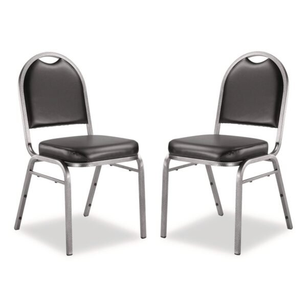 NPS 9200 Series Premium Upholstered Stack Chair, Vinyl, Supports Up to 500 lb, 19" Seat Height, Black Seat/Back, Black Base, 2/PK (9210BT2)