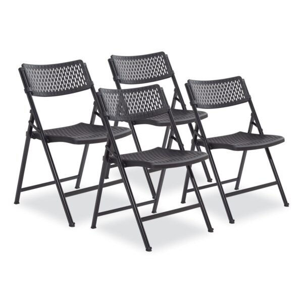 NPS AirFlex Series Premium Poly Folding Chair, Supports Up to 1,000 lb, 17.25" Seat Height, Black, 4/Carton (1410)