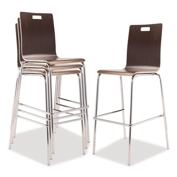 NPS Bushwick Series Bentwood Stool, Supports Up to 500 lb, 30" Seat Height, Espresso Seat, Espresso Back, Chrome Base, 4/Carton (BCS214)