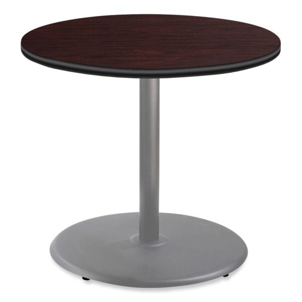 NPS Cafe Table, 36" Diameter x 30h, Round Top/Base, Mahogany Top, Gray Base (CG13636RD1MY)
