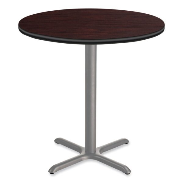 NPS Cafe Table, 36" Diameter x 36h, Round Top/X-Base, Mahogany Top, Gray Base (CG13636XC1MY)