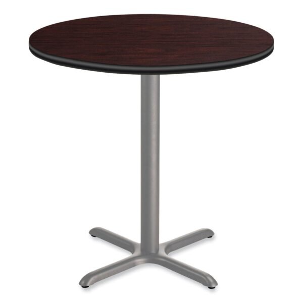 NPS Cafe Table, 36" Diameter x 42h, Round Top/X-Base, Mahogany Top, Gray Base (CG13636XB1MY)