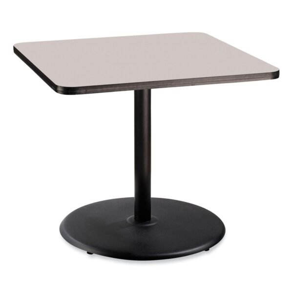 NPS Cafe Table, 36w x 36d x 30h, Square Top/Round Base, Gray Nebula Top, Black Base (CT33636RD1GY)