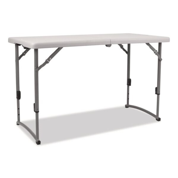 NPS Plastic Fold-in-Half Adjustable Height Table, Rectangular, 24w x 48d x 22h to 35h, Speckled Gray Top, Gray Base/Legs (BFHT2448A)