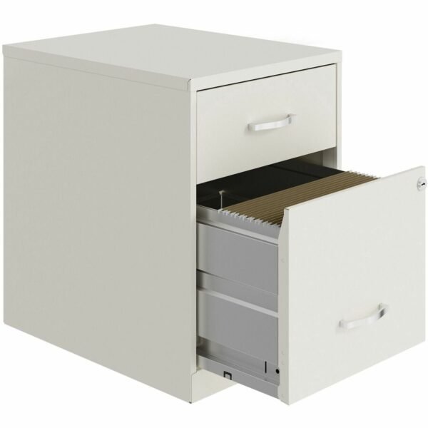 NuSparc File Cabinet 14.2" Width x 18" Depth x 19" Height - 2 x Drawer(s) for File, Box - Letter - Vertical - Locking Drawer, Glide Suspension, Nonporous Surface - White - Baked...