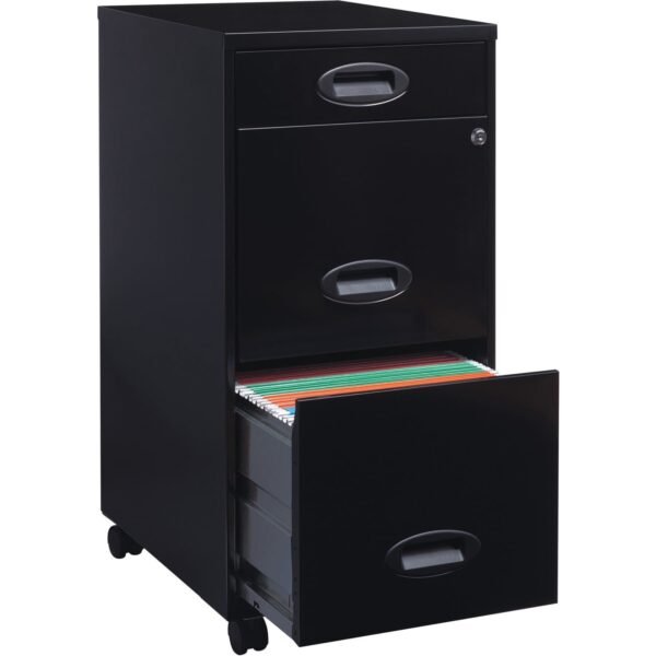 NuSparc File Cabinet 14.2" Width x 18" Depth x 29.5" Height - 3 x Drawer(s) for Pencil, File - Letter - Vertical - Mobility, Glide Suspension, Drawer Extension, Anti-tip,...