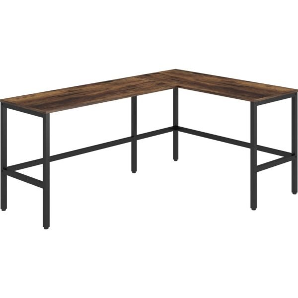 NuSparc L-Shaped Metal Frame Desk Vintage Oak L-shaped, Black Top - Contemporary Style - 200 lb Capacity - 67" Table Top Width x 47.20" Table Top Depth x 1" Table Top Thickness...