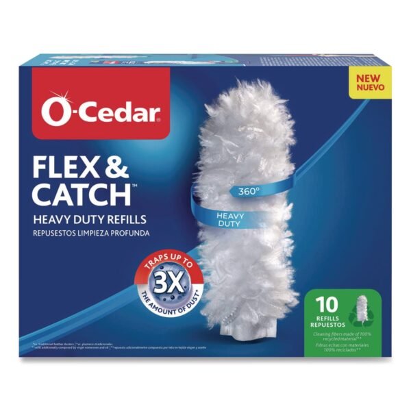 O-Cedar Flex and Catch Duster Heavy-Duty Refills, Polyester, White, 10/Pack, 4 Packs/Carton (172170CT)