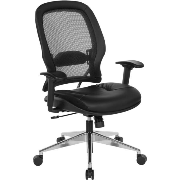 Office Star Professional Air Grid Back Chair Black Seat Color - Bonded Leather Seat Material - Black Back Color - 5-star Base - Metal - Armrest - 1 Each (335E37P918P)