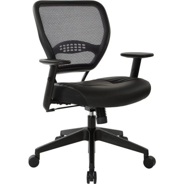 Office Star Professional Dark Air Grid Back Managers Chair Leather Seat Material - 5-star Base - Black - 1 Each (5700E)