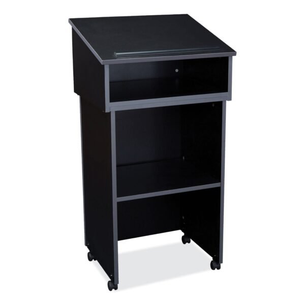 Oklahoma Sound Tabletop Lectern and AV Cart/Lectern Base, 23.75 x 19.87 x 47.5, Black (22112BK)