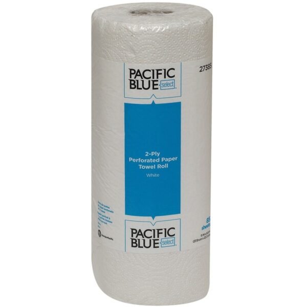 Pacific Blue® Kitchen Paper Towels, 2-Ply, 85 Sheet Roll 2 Ply - 8.80" Width x 11" Length - 85 Sheets/Roll - White - 1 Roll (27385)