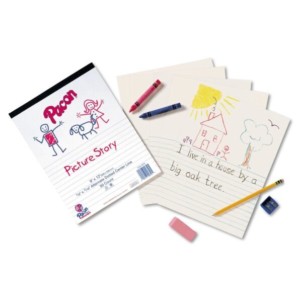 Pacon Multi-Program Picture Story Paper, 16 lb, 5/8" Long Rule, One-Sided, 9 x 12, 500/Pack (2423)