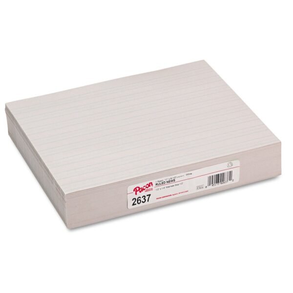 Pacon Skip-A-Line Ruled Newsprint Paper, 1/2" Two-Sided Long Rule, 8.5 x 11, 500/Pack (2637)