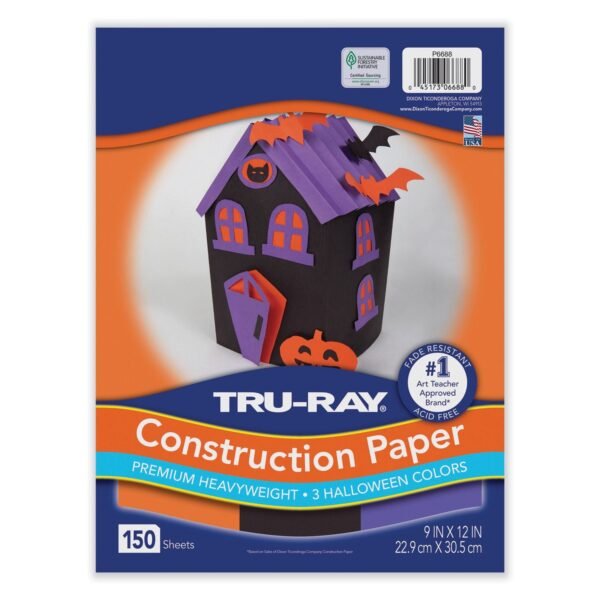 Pacon Tru-Ray Construction Paper, 70 lb Text Weight, 9 x 12, Assorted Halloween Colors, 150/Pack (P6688)