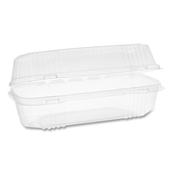 Pactiv ClearView SmartLock Hinged Lid Container, Hoagie Container, 27 oz, 9.25 x 4.5 x 3, Clear, Plastic, 250/Carton (YCI81049)