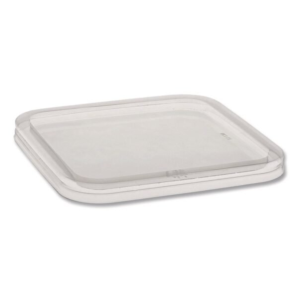 Pactiv EarthChoice Recycled PET Container Lid, for 6" Square RPET Containers, 6.25 x 0.39 x 6.25, Clear, Plastic, 360/Carton (6SFLY)