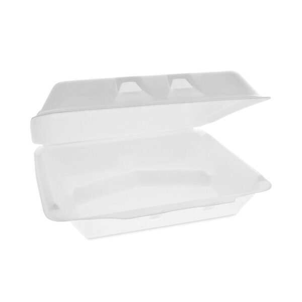 Pactiv SmartLock Foam Hinged Lid Container, X-Large, 3-Compartment, 9.5 x 10.5 x 3.25, White, 250/Carton (YHLW10030000)