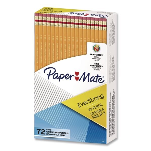 Paper Mate EverStrong #2 Woodcase Pencils, HB (#2), Black Lead, Yellow Barrel, 72/Pack (2105642)