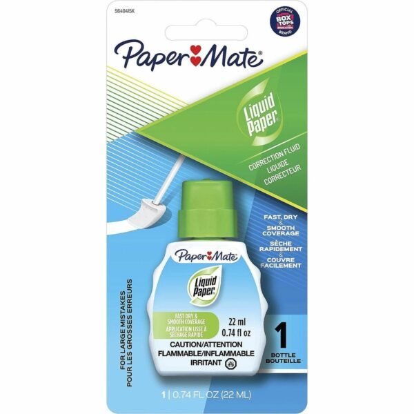 Paper Mate Liquid Paper Fast Dry Correction Fluid 22 mL - Bright White - Fast-drying, Spill Resistant - 1 / Pack (5640415K)