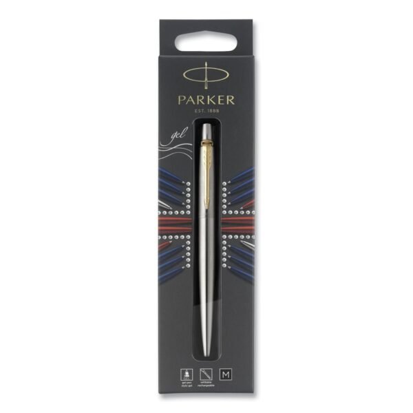 Parker Jotter Rollerball Pen, Medium Point 0.7 mm, Black Ink, Stainless Steel Barrel (2020672)