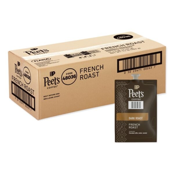 Peet's Coffee & Tea FLAVIA Ground Coffee Freshpacks, French Roast, 0.35 oz Freshpack, 76/Carton (LPC00263)