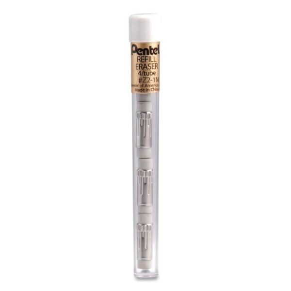 Pentel Eraser Refills for Cushi/EnerGize-X/Gizmo/Hot Shots/Sharp Kerry/Technica-X/Wow! Pencil, White, 4/Pack (Z21N)