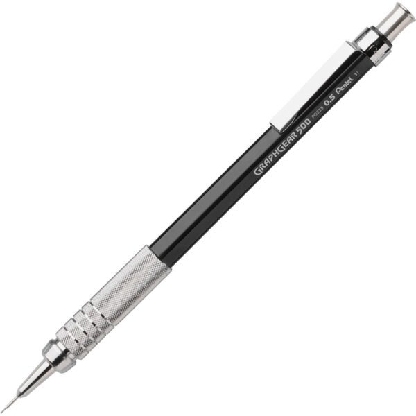 Pentel GraphGear 500 Mechanical Pencil 0.5 mm Lead - HB - Refillable - Black Barrel - 1 Each (PG525A)