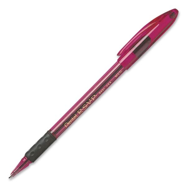 Pentel R.S.V.P. Razzle-Dazzle Pink Ribbon Ballpoint Pen, Stick, Medium 1 mm, Black Ink, Translucent Red Barrel, 5/Pack (BK91RDBP5P)
