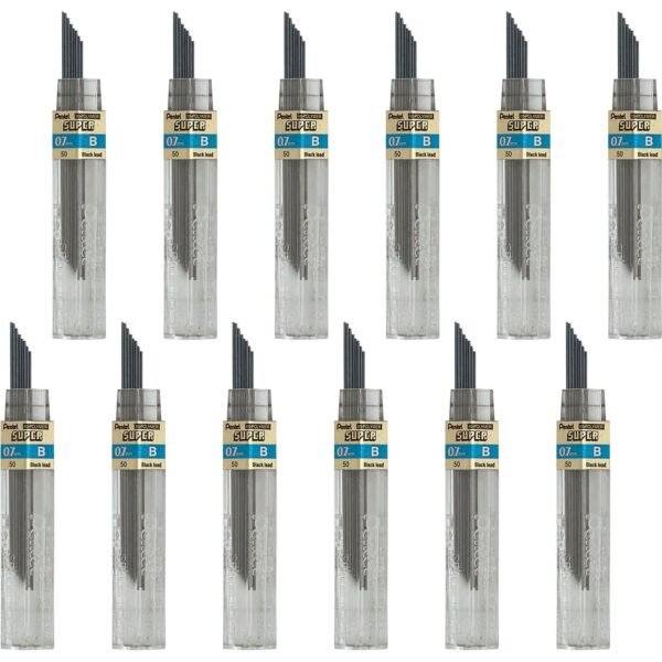 Pentel Super Hi-Polymer Leads 0.7 mm , Medium Point - B - Black Lead - 12/Tube - 12 / Box (50BBX)
