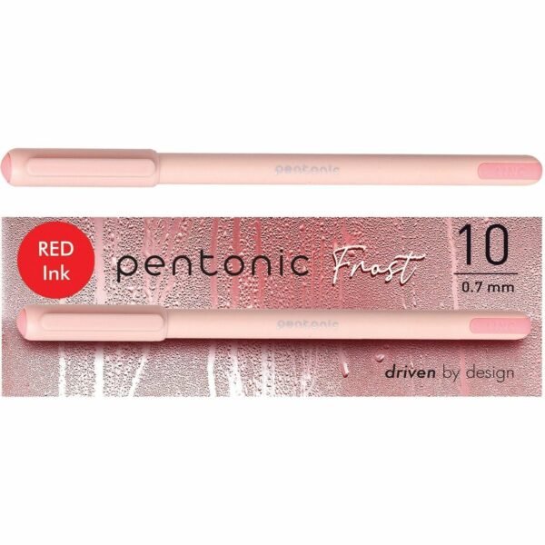 Pentonic Frosted Barrel Ballpoint Pens 0.7 mm Fine Pen Point - Red Ink - Frost, Pink Barrel - 10 / Box (PEN13087)