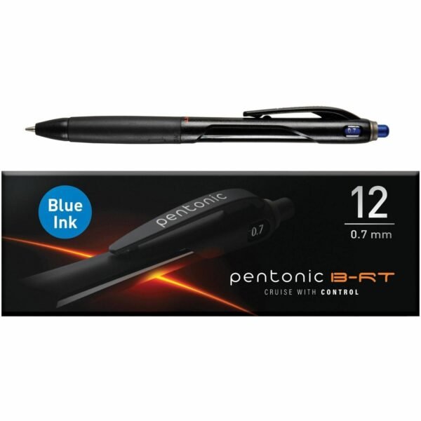 Pentonic Retractable Ballpoint Pens 0.7 mm Fine Pen Point - Retractable - Blue Ink - Nickel Silver Tip - 1 Dozen (PEN12123)