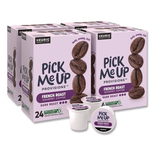 Pick Me Up Provisions French Roast Coffee K-Cups, 24/Box, 4 Boxes/Carton (52966CT)
