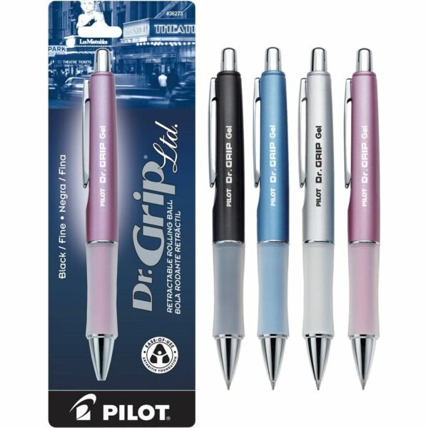 Pilot Dr. Grip Retractable Gel Rollerball Pens 0.7 mm Fine Pen Point - Refillable - Retractable - Black Ink - Gel-based - Assorted Barrel - 1 Each (36274)