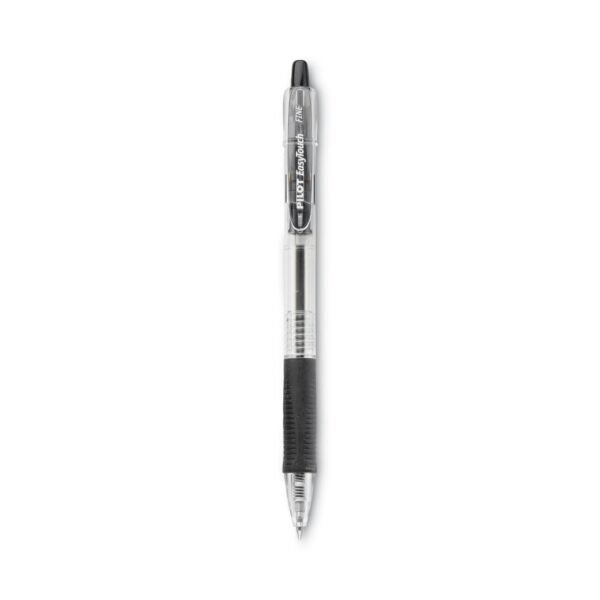 Pilot EasyTouch Ballpoint Pen, Retractable, Fine 0.7 mm, Black Ink, Clear Barrel, Dozen (32210)