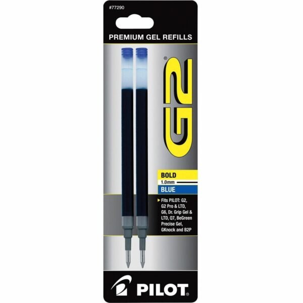 Pilot G2 Bold Gel Pen Refills 1 mm , Bold Point - Blue Ink - Smear Proof - 2 / Pack (77290)