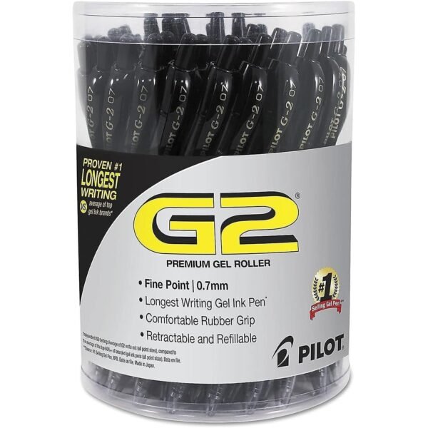 Pilot G2 Premium Gel Pen Convenience Pack, Retractable, Fine 0.7 mm, Black Ink, Smoke/Black Barrel, 36/Pack (84065)