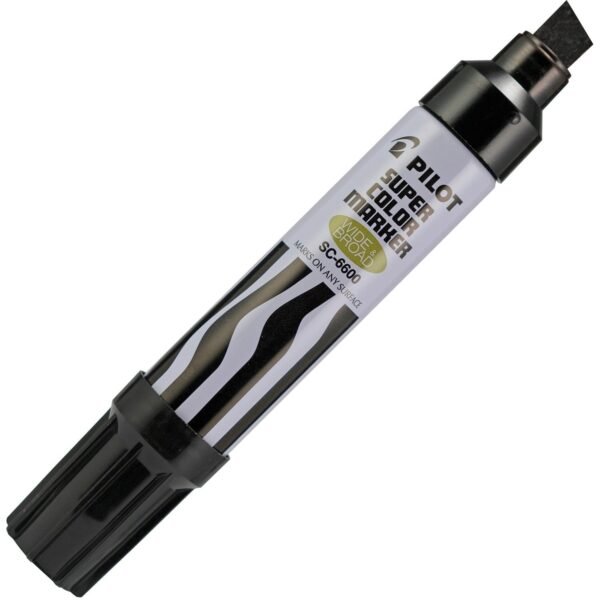 Pilot Jumbo Chisel Felt Tip Permanent Markers Chisel Marker Point - Refillable - Black Ink - White, Black Barrel - 1 Each (43100)