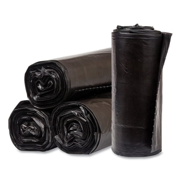 Pitt Plastics Eco Strong Plus Can Liners, 60 gal, 1.35 mil, 38" x 58", Black, Perforated Roll, 100/Carton (PCRL3858SHK)