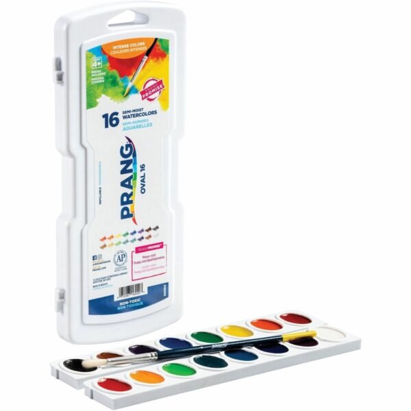 Prang 16 Oval Semi-Moist Watercolors 0.17 fl oz - 16 / Set - Assorted (16000)