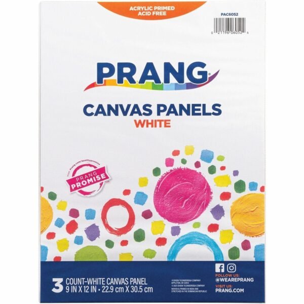 Prang Canvas Panels Painting, Art - 3 Piece(s) - 9" Width x 12" Length - White - Acrylic - 3 / Pack (AC6052)