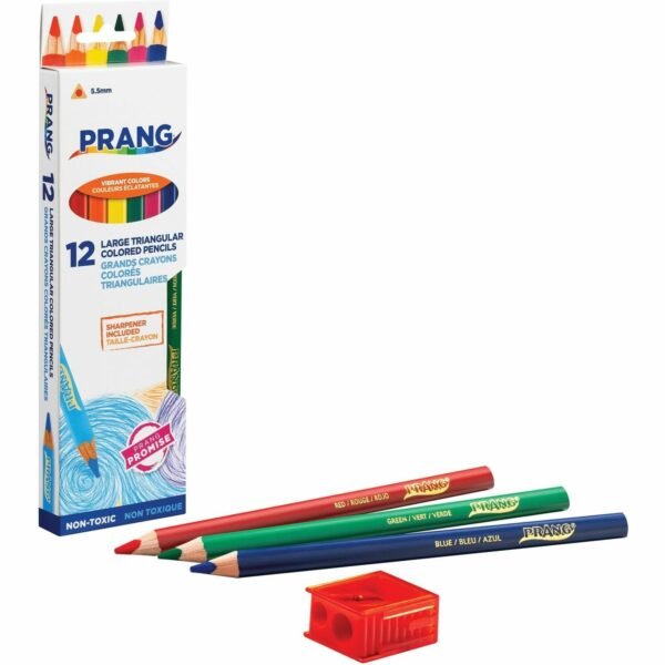 Prang Dixon Triangular Woodcase Pencil 5.5 mm Assorted Lead - Assorted Wood Barrel - 12 / Set (25120)